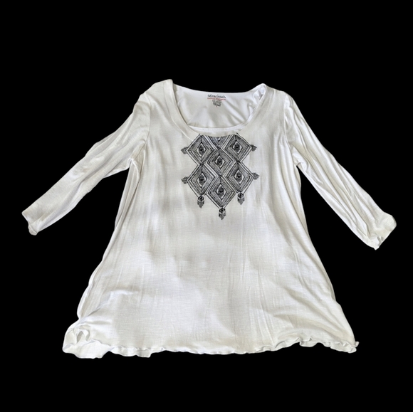 Miracle Suit 3/4 Sleeve Shapewear Blouse Women's Large White Black Embroidery‎ - Picture 1 of 7